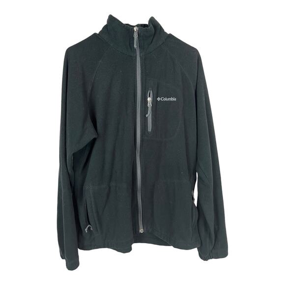Columbia Mens Medium Fleece Jacket black full zip up - Picture 1 of 5